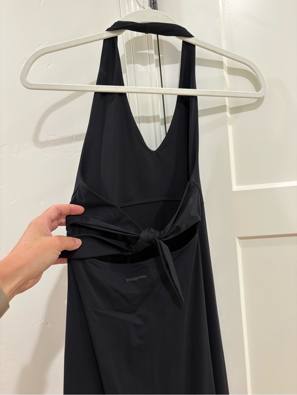 Patagonia Black Backless Halter Tie Dress